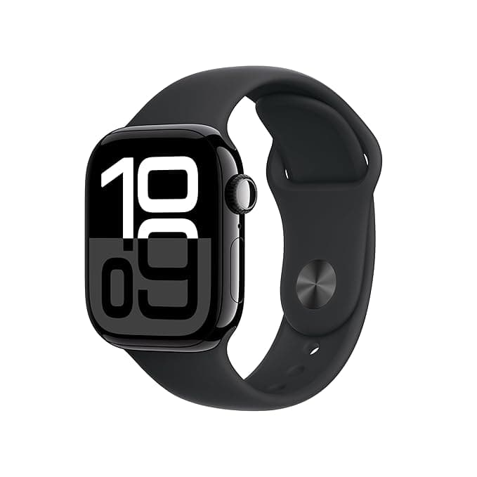 Apple Watch Series 10 GPS + Cellular (42mm) – Jet Black Aluminium Case with Black Sport Band (S/M) - Image 1