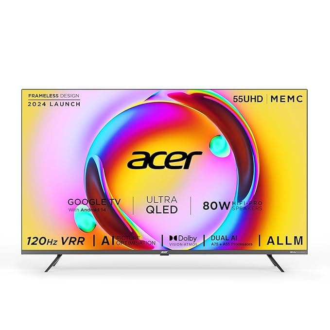 Acer 139 cm (55 inches) Super Series 4K Ultra HD Smart QLED Google TV AR55QDXGU2875AT (Black) - Image 1