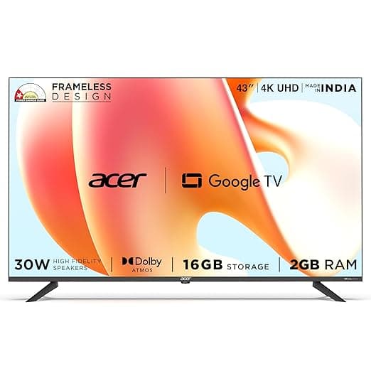 acer 109 cm (43 inches) G Plus Series 4K Ultra HD LED Smart Google TV AR43UDGGR2851AD (Black) - Image 1