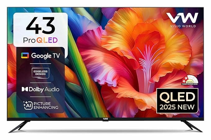 VW 109 cm (43 inches) Pro Series 4K Ultra HD Smart QLED Google TV VW43GQ1 (Black) - Image 1