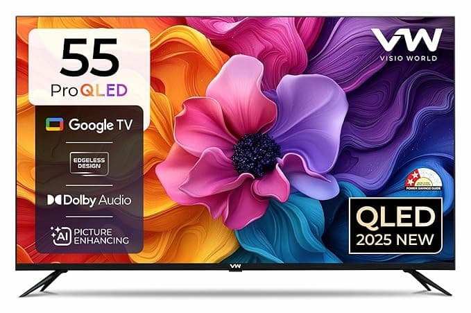 VW 140 cm (55 inches) Pro Series 4K Ultra HD Smart QLED Google TV VW55GQ1 (Black) - Image 1