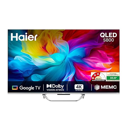 Haier 164 cm (65 inches) S800 Series 4K Ultra HD Smart QLED Google TV 65S800QT‑P (Grey) - Image 1
