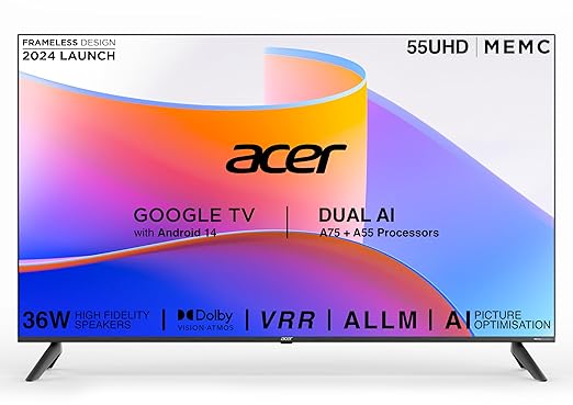 Acer 139 cm (55 inches) I Pro Series 4K Ultra HD LED Smart Google TV AR55UDIGU2875AT (Black) - Image 1