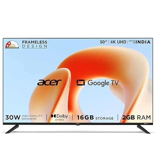 acer 126 cm (50 inches) G Plus Series 4K Ultra HD LED Smart Google TV AR50UDGGR2851AD (Black) - Image 1