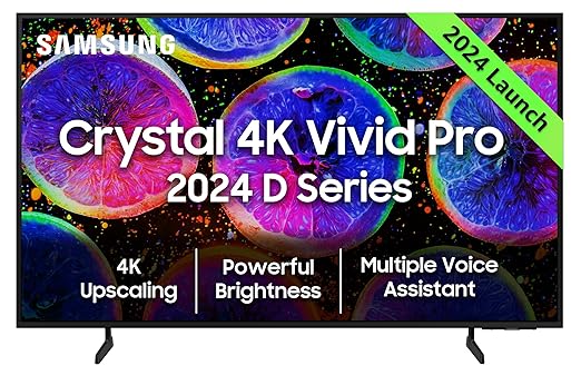Samsung 108 cm (43 inches) D Series Brighter Crystal 4K Vivid Pro Ultra HD Smart LED TV UA43DUE77AKLXL (Black) - Image 1