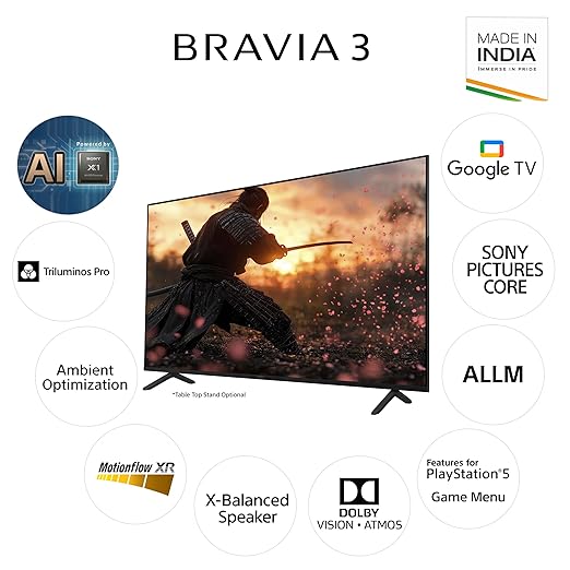Sony 189 cm (75 inches) BRAVIA 3 Series 4K Ultra HD AI Smart LED Google TV K-75S30B (Black) - Image 1