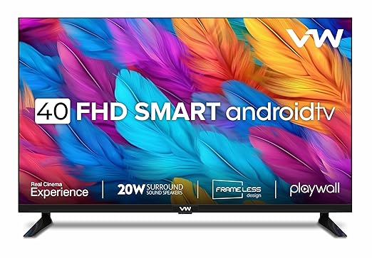 VW 101 cm (40 inches) Playwall Frameless Series Full HD Android Smart LED TV VW40F2 (Black) - Image 1